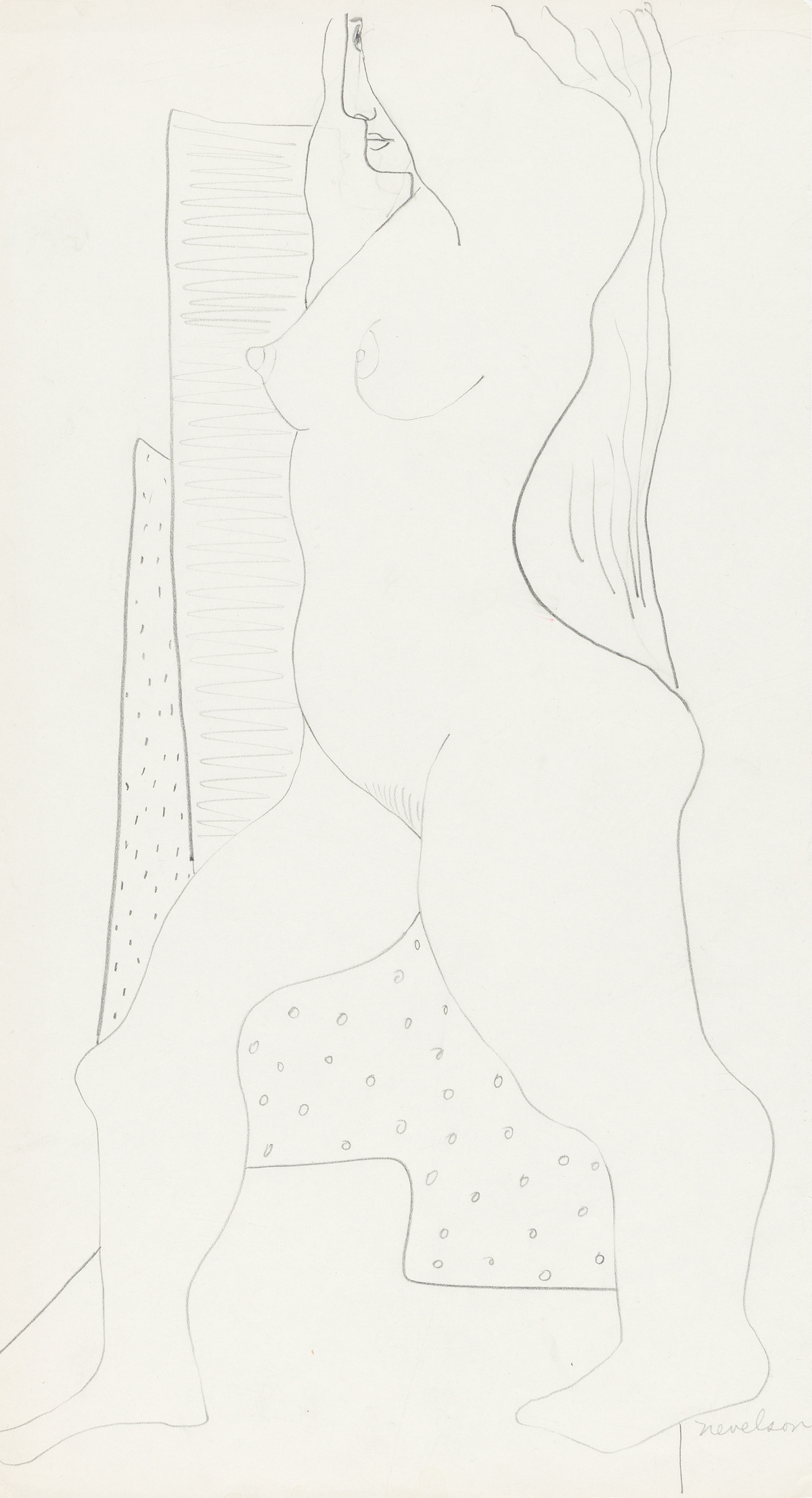 Nevelson, Louise (1899-1998) Female Nude in Profile.